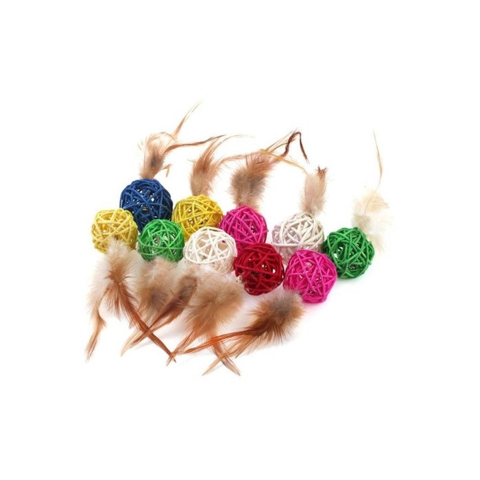 Felican CatMio 2 Balles en osier avec plumes