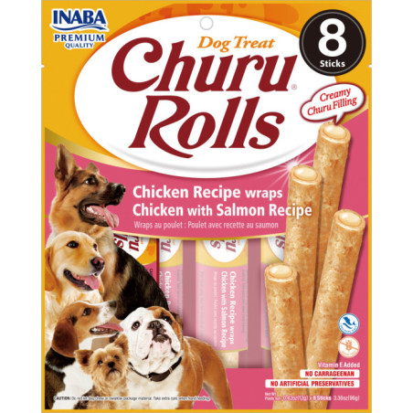 CHURU Rolls DOG Poulet & Saumon 8 Tubes