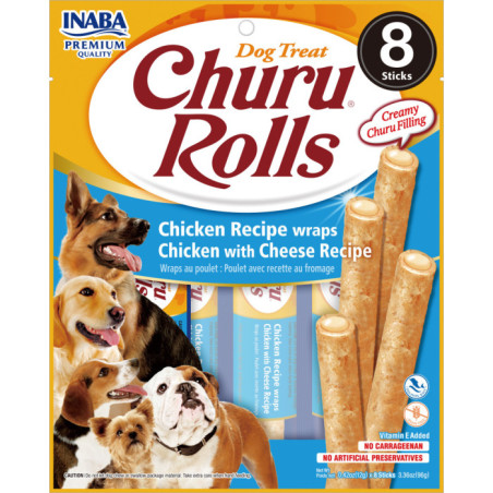 CHURU Rolls DOG Poulet Fromage 8 Tubes