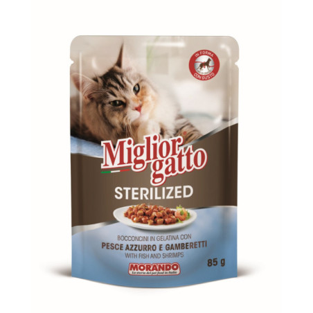 Miglior gatto Sterilised Pesce azzuro/Gamberetti gel 85 gr