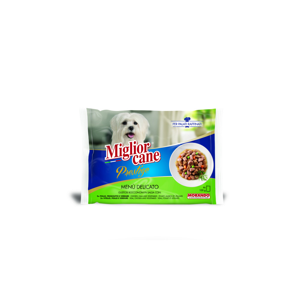MIGLIORE CANE PRESTIGE VITELLO/ POLLO/ VERDURE 100grx4