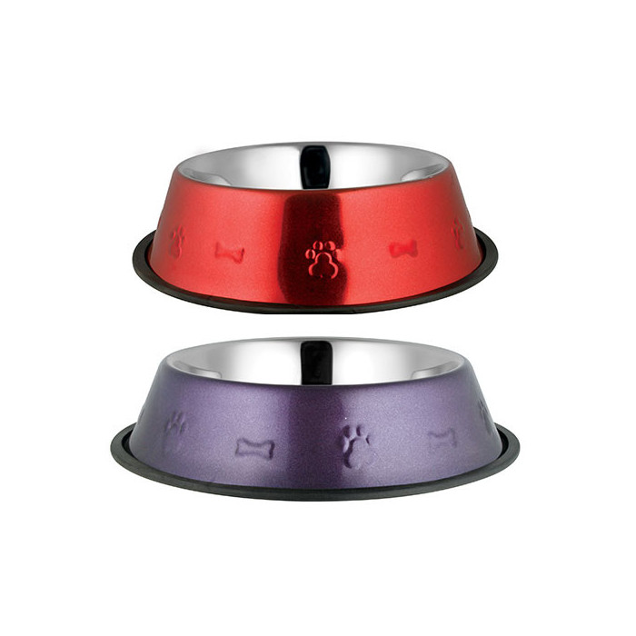 FELICAN Gamelle Inox antidérapante patte couleur 0.9LT