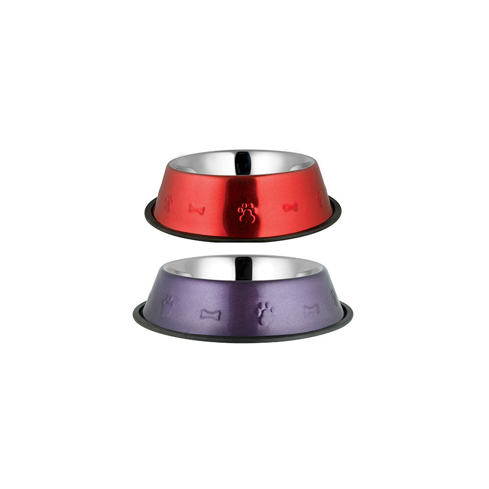 FELICAN Gamelle Inox antidérapante patte couleur 0.9LT