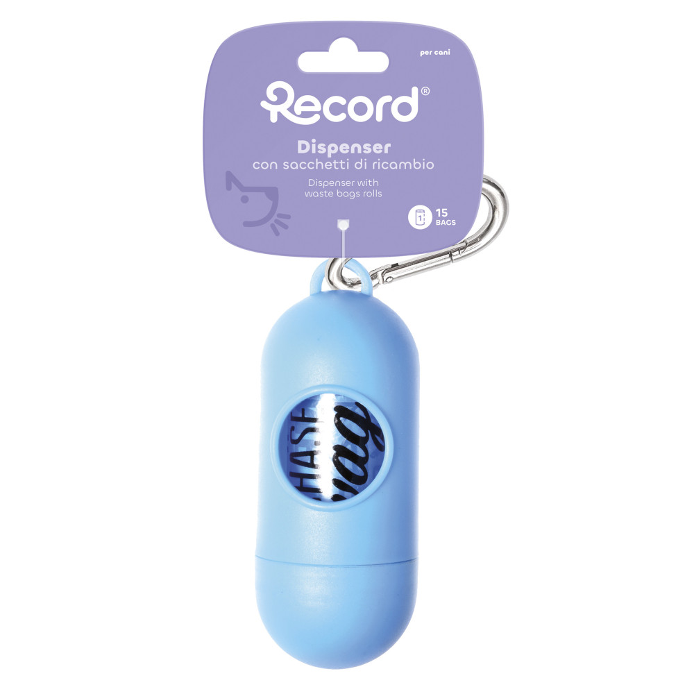 RECORD Distributeur FUNKY Bleu avec sacs de déchets 10x4x4.5cm