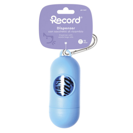 RECORD Distributeur FUNKY Bleu avec sacs de déchets 10x4x4.5cm