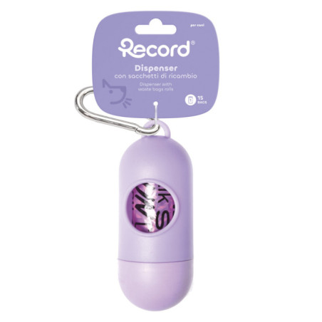 RECORD Distributeur FUNKY Vilolet avec sacs de déchets 10x4x4.5cm
