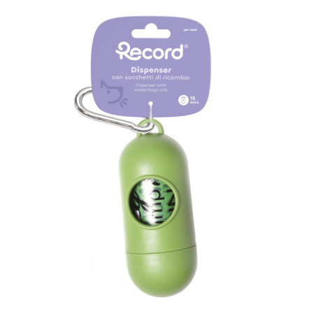 RECORD Distributeur FUNKY Vert avec sacs de déchets 10x4x4.5cm