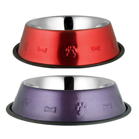 FELICAN Gamelle Inox antidérapante patte couleur 0.9LT