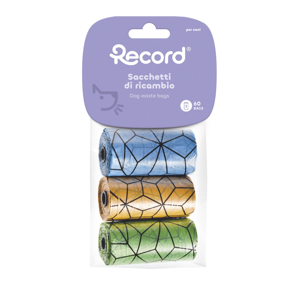 RECORD Distributeur ORIGAMI avec sacs de déchets Orange.Vert et bleu