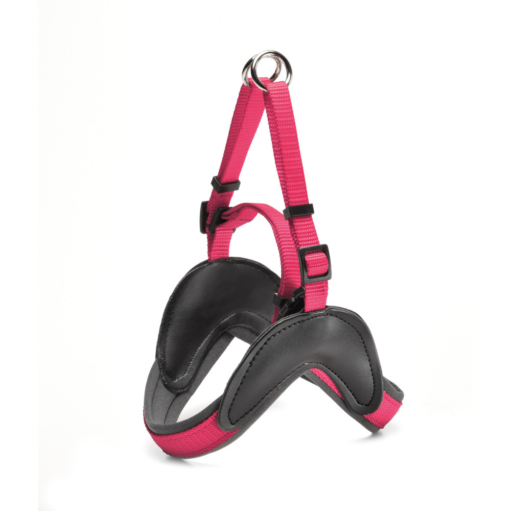 RECORDHarnais EASY Nylon Fuchsia rembourré 2.5x35-45cm