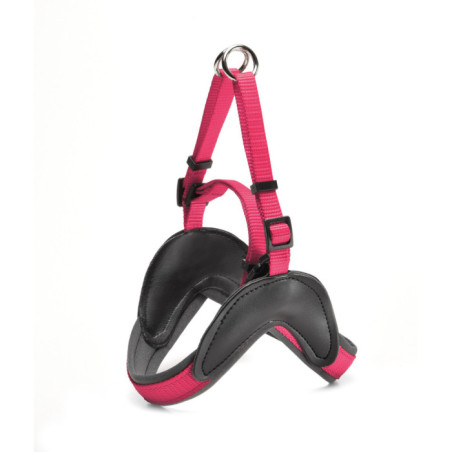 RECORDHarnais EASY Nylon Fuchsia rembourré 2.5x35-45cm