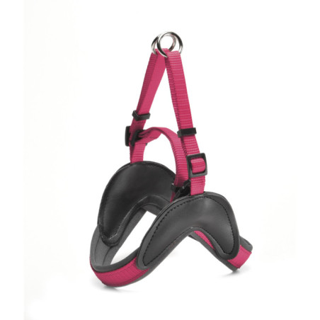 RECORDHarnais EASY Nylon Fuchsia rembourré 3.5x55-65cm