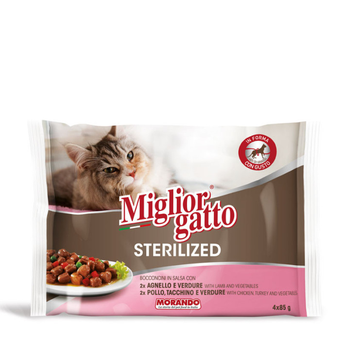 Miglior gatto Sterilised Agnelloverdure/Pollo tacchino 4x85 gr