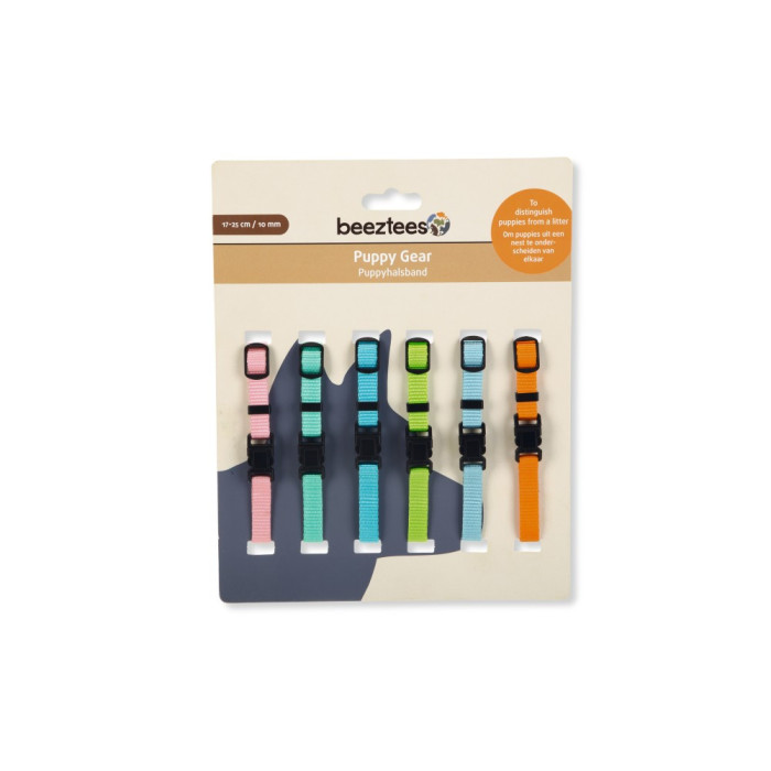 Collier Nylon PUPPY Coloré 6pcs 17-25x10mm