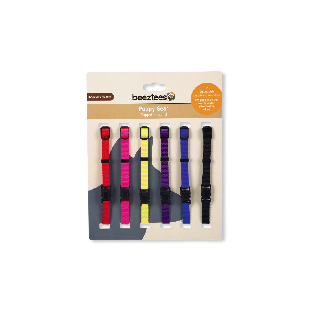 Collier Nylon PUPPY Coloré 6pcs 22-35x10mm