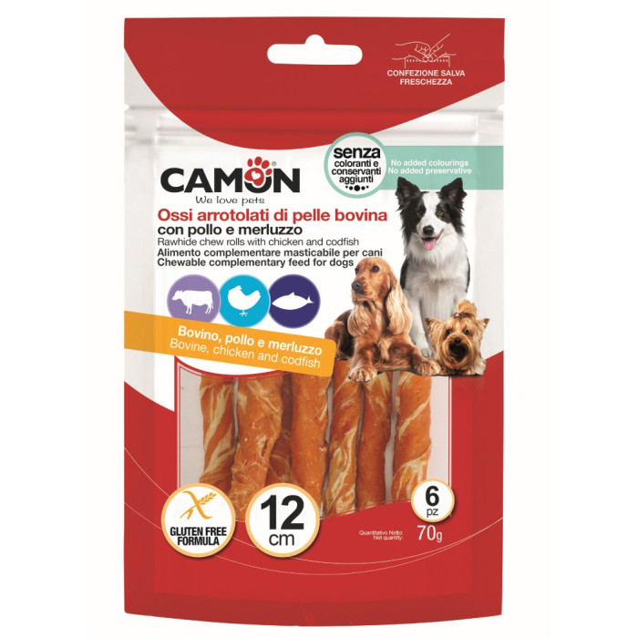 Rouleaux de peau de boeuf avec poulet et cabillaud (6p) - 70g