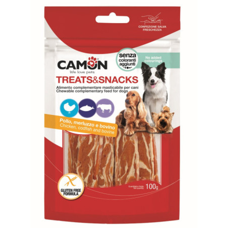 Jerky au poulet. cabillaud et peau de boeuf -100g