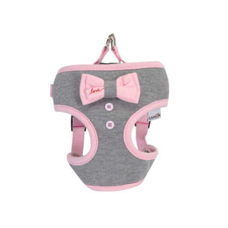 CAMON-Harnais avec noeud rose - tour 48/58 cm - gris